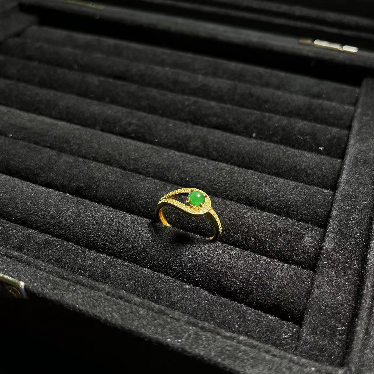 Certified Natural Guatemala Imperial Green Jadeite Minimalist Ring SL377x39