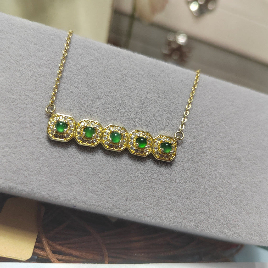 Five Beautiful Burmese Green Little Light Bump Natural Untreated A Grade Jadeite Pendant Necklaces SL069 - SL Precious