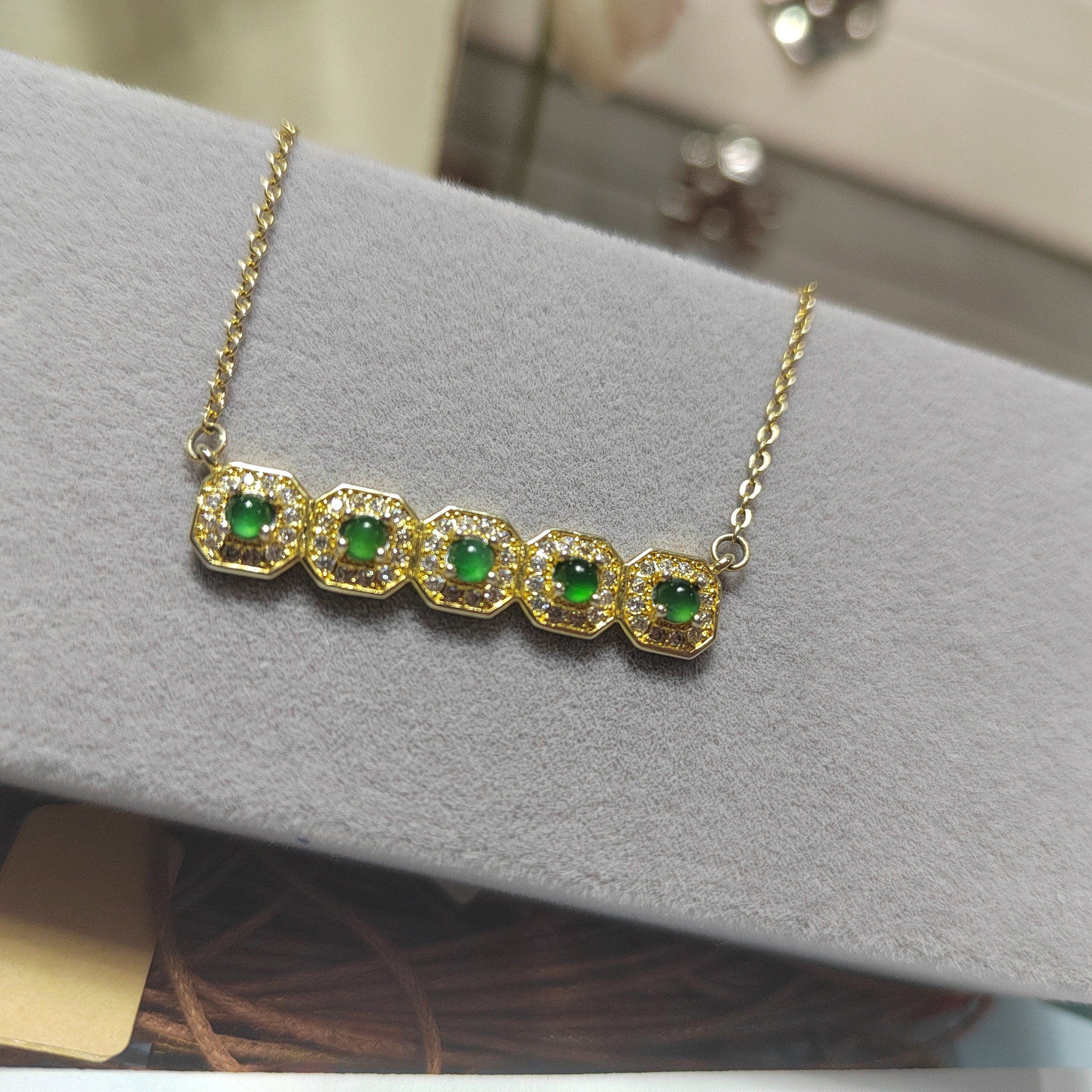 Five Beautiful Burmese Green Little Light Bump Natural Untreated A Grade Jadeite Pendant Necklaces SL069 - SL Precious