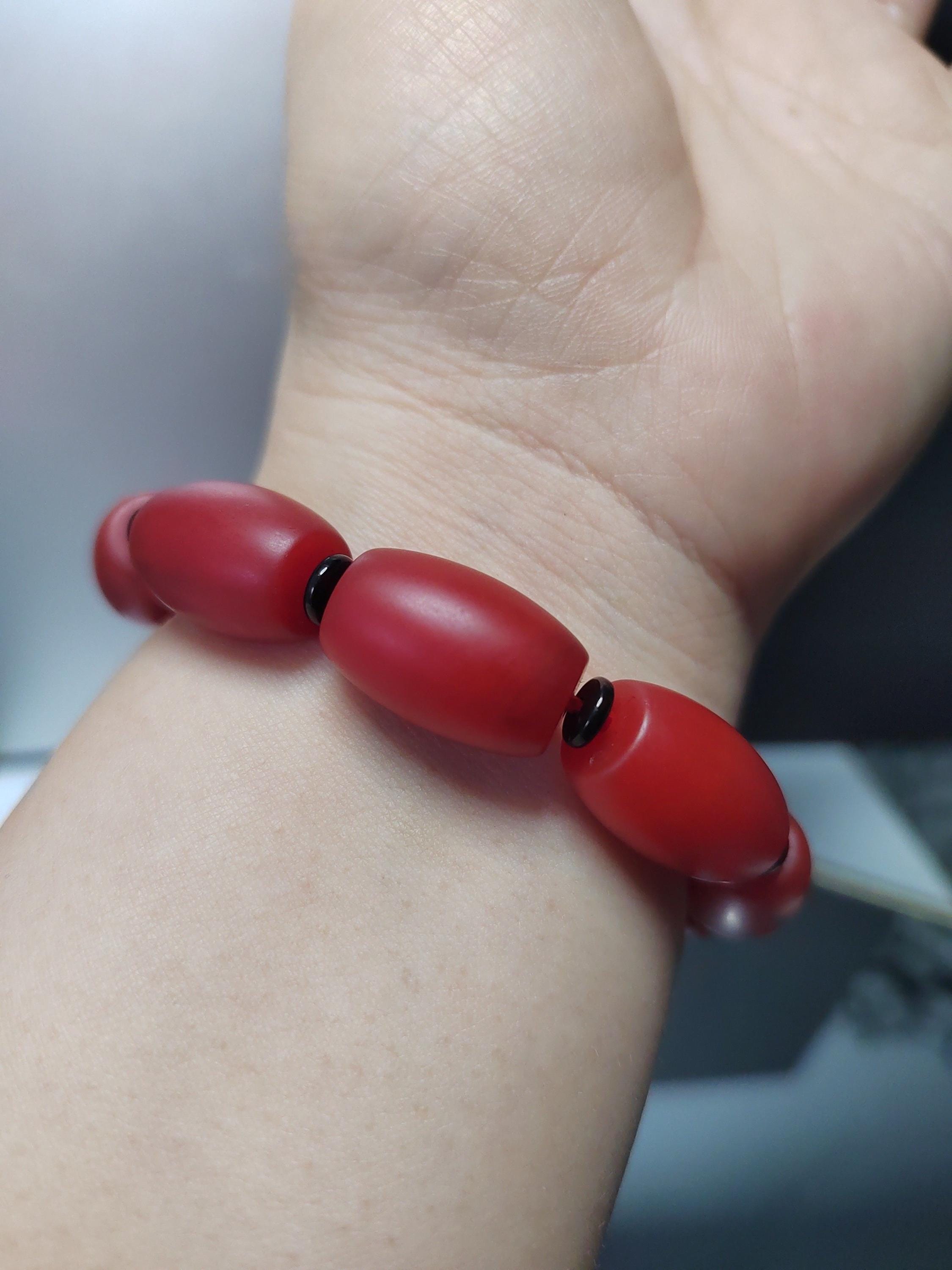 Certified A-Grade Natural Yunnan Baoshan Southern Red Nanhong Agate Cylinder Beads Bracelet SL270X29