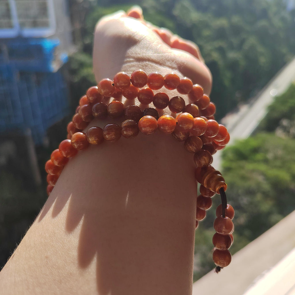 Golden Sea Willow 108 Beads Necklace Bracelet 8mm Natural Prayer Mala 金丝海柳佛珠 SL126 - SL Precious