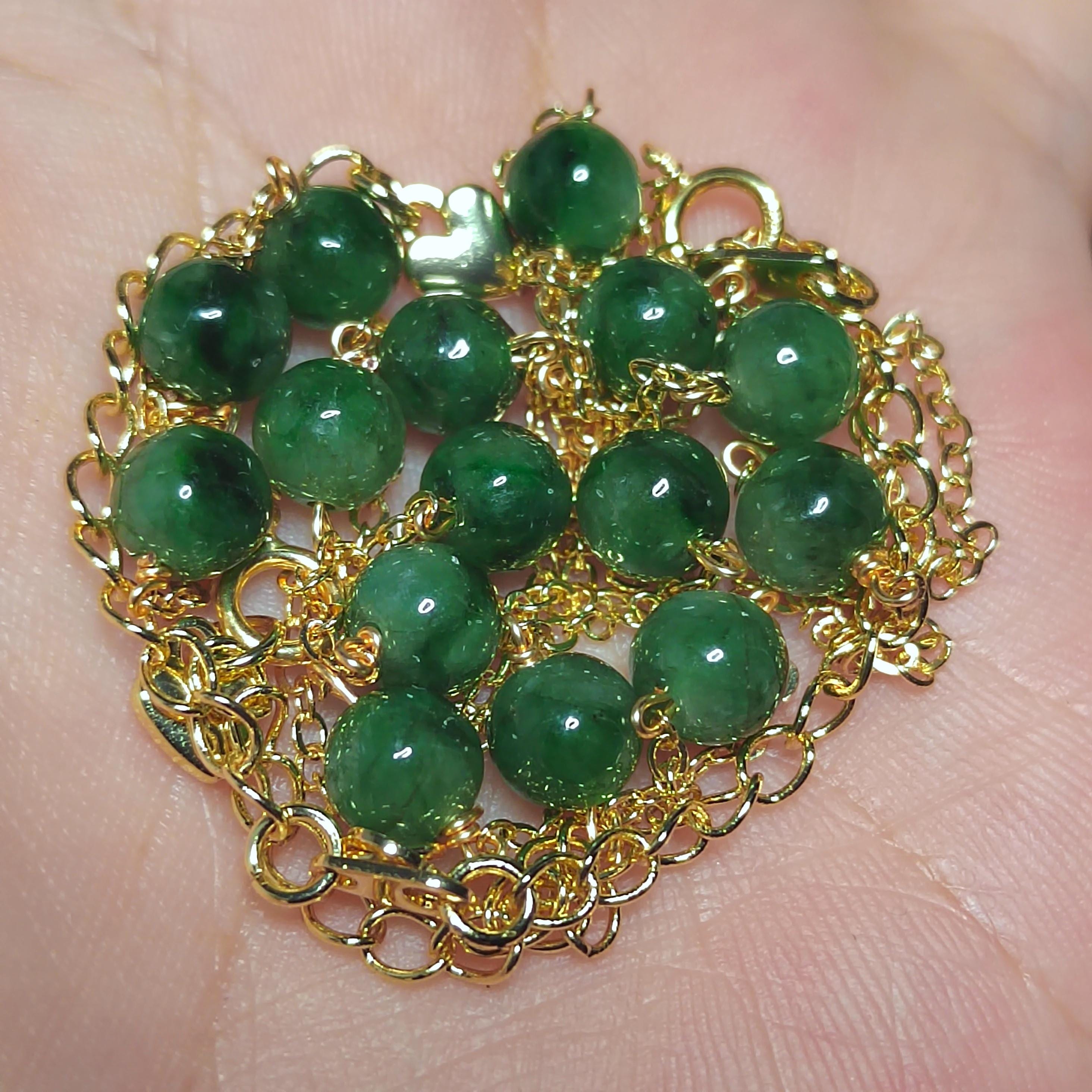 Certified 2pcs Set A-Grade Natural Untreated Burmese Minimalist Imperial Green Jadeite Simple Design Bracelet & Necklace For Her Gifts SL293