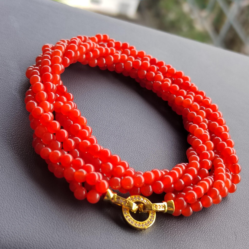 Luxurious Red Agate Southern Icy Yunnan Baoshan Nanhong Twisted Beads Necklace For Her Twisted Beads Necklace - Exquisite Gift for Her SL276
