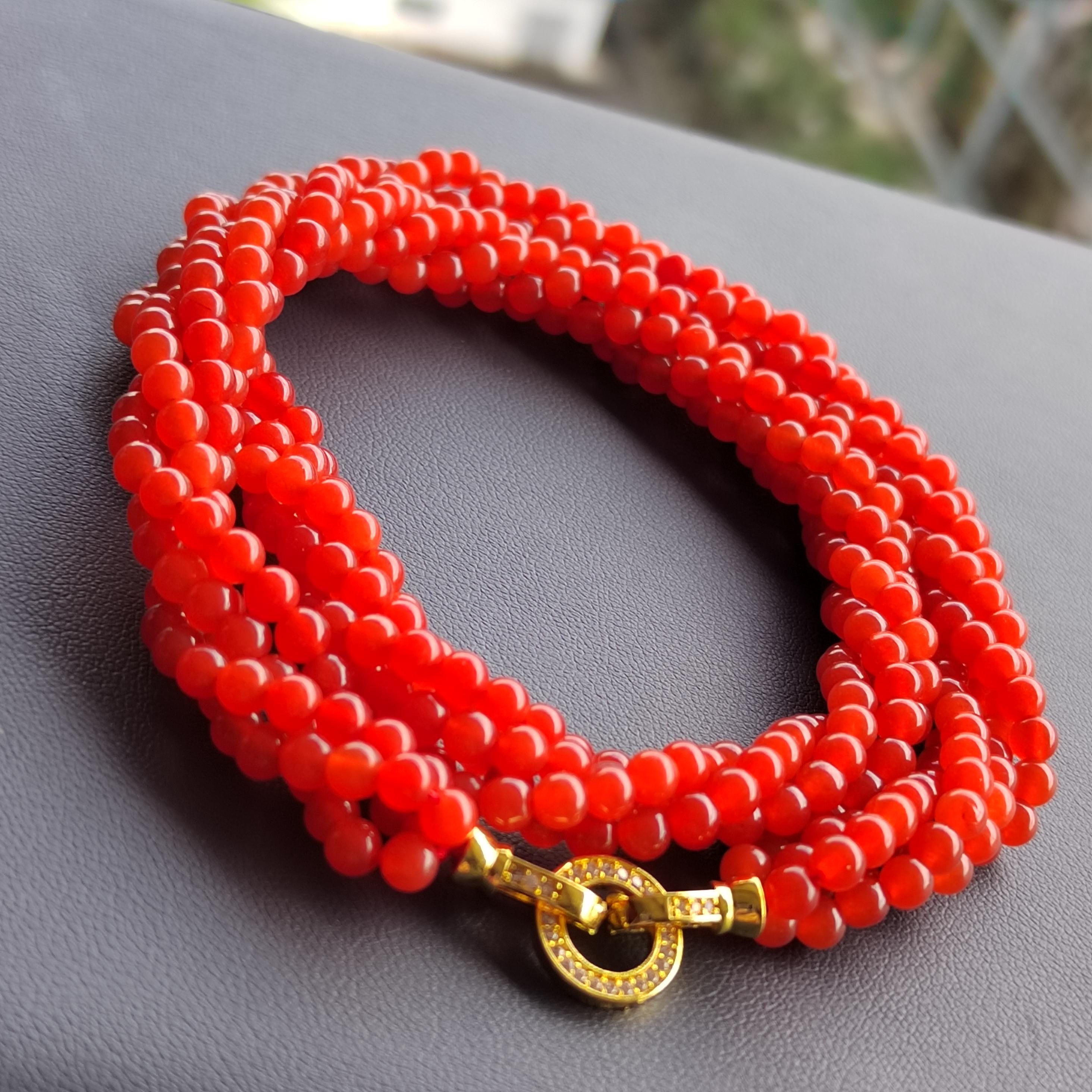 Luxurious Red Agate Southern Icy Yunnan Baoshan Nanhong Twisted Beads Necklace For Her Twisted Beads Necklace - Exquisite Gift for Her SL276