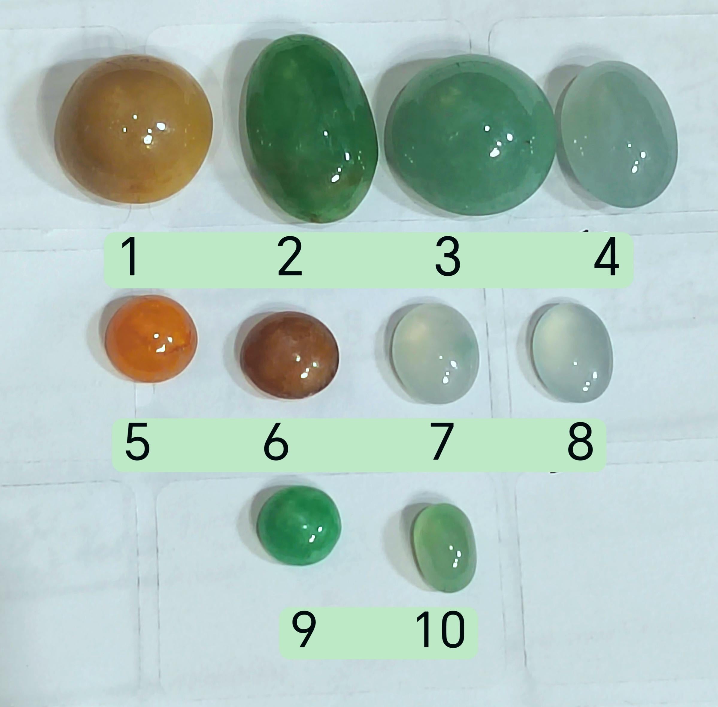 Natural Untreated 10pcs Set Burmese Multicolour Cabochons Jadeite SL405 - SL Precious