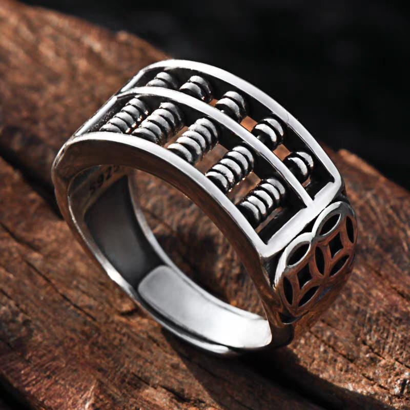 S925 Sterling Silver Solid Men's Abacus Adjustable Thai Trend Silver Ring SL227 - SL Precious