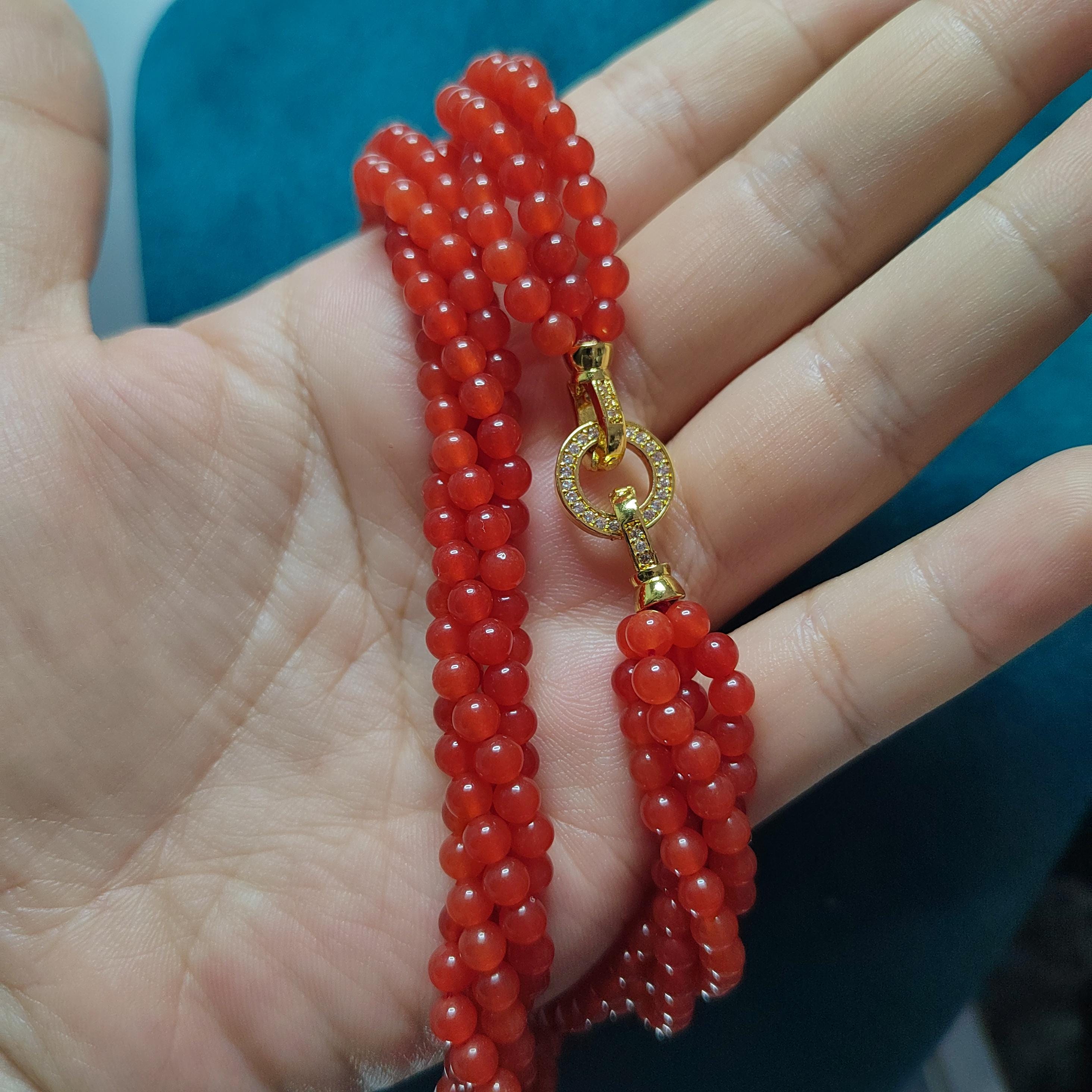 Luxurious Red Agate Southern Icy Yunnan Baoshan Nanhong Twisted Beads Necklace For Her Twisted Beads Necklace - Exquisite Gift for Her SL276