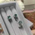 Round Ocean Blue 2pcs Set Earring & Ring Light Bump A Grade Natural Gemstone  Guatemala Jadeite For Her Minimalist SL075 - SL Precious