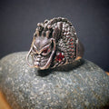 Large 925 Sterling Silver Dragon Ring | Red Zircon Accent | Thai Trend Design SL232 - SL Precious