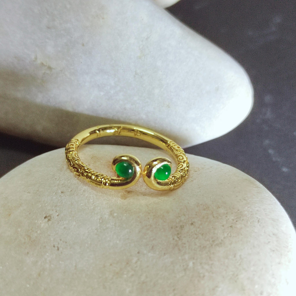 Certified Guatemala Imperial Green Minimalist Design 18k Gold Plated Ring SL248X7 - SL Precious