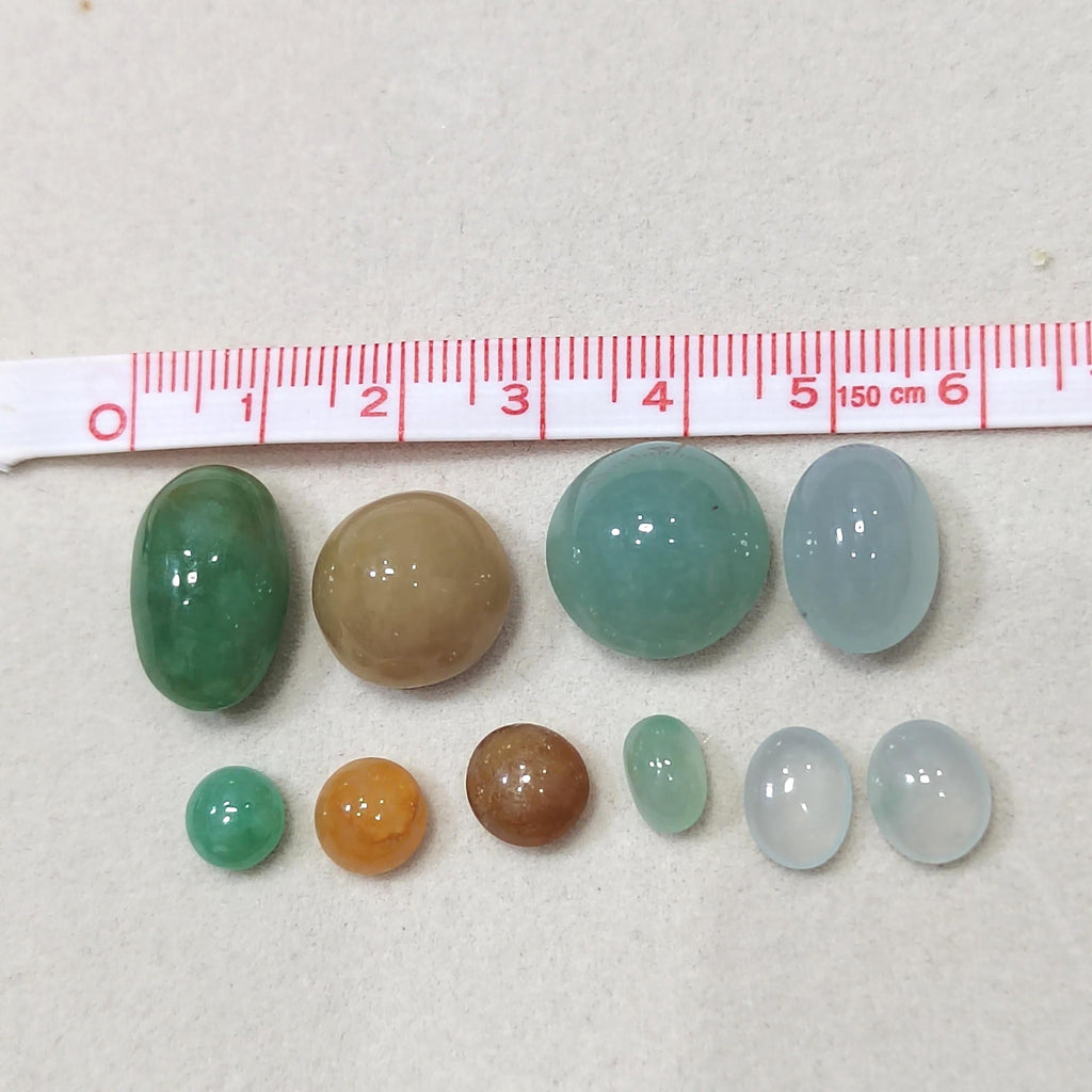 Natural Untreated 10pcs Set Burmese Multicolour Cabochons Jadeite SL405 - SL Precious