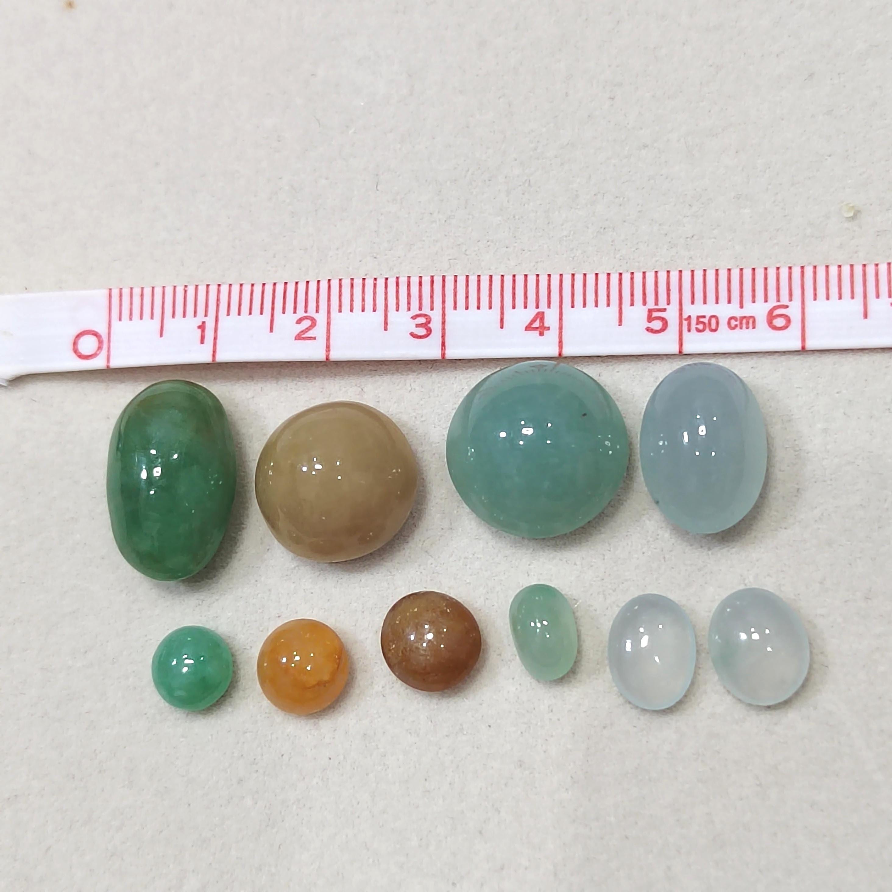 Natural Untreated 10pcs Set Burmese Multicolour Cabochons Jadeite SL405 - SL Precious