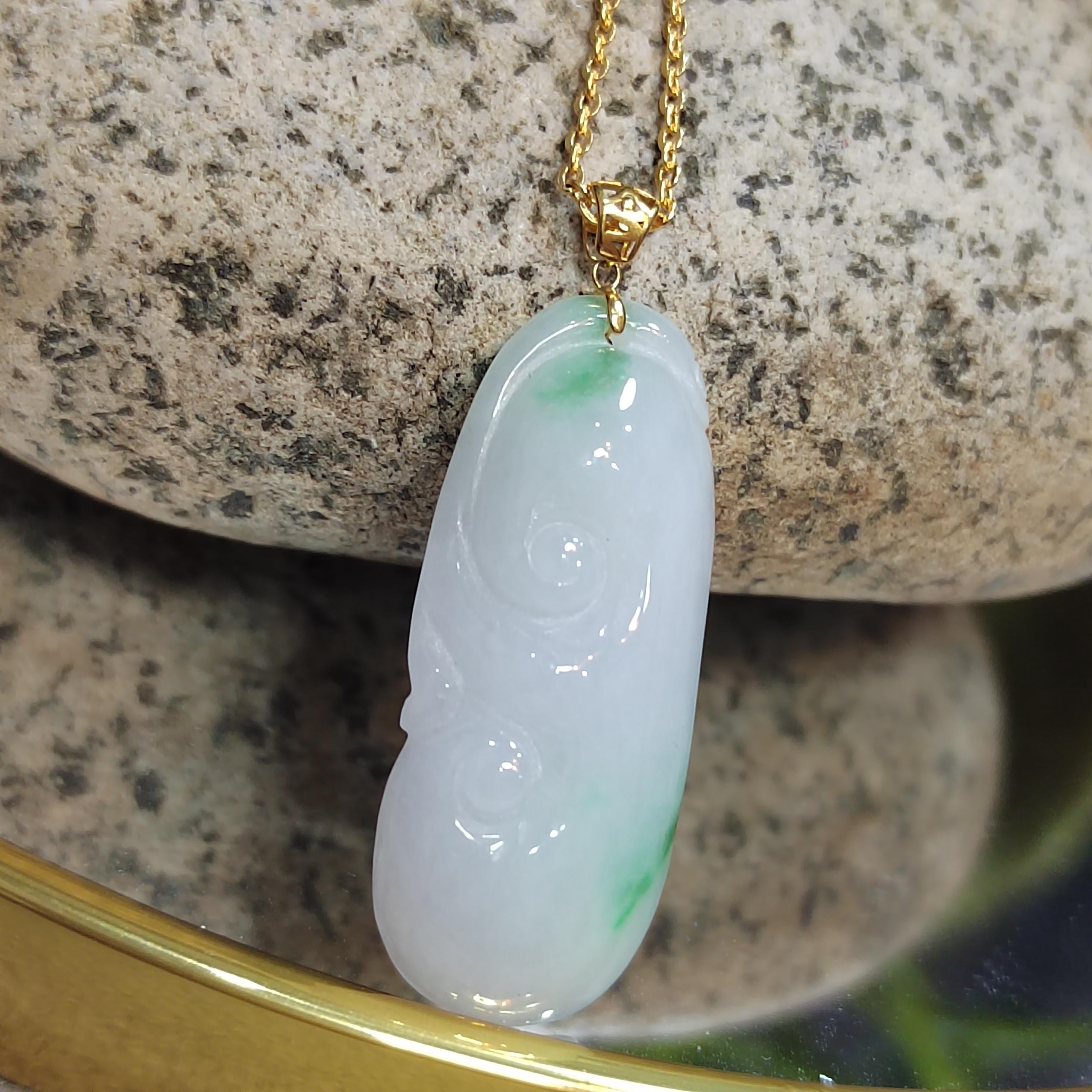 Exquisite Burmese Jadeite Pendant with Necklace - Hand Carved A-Grade Gemstone in 18k Gold Setting SL8015 - SL Precious