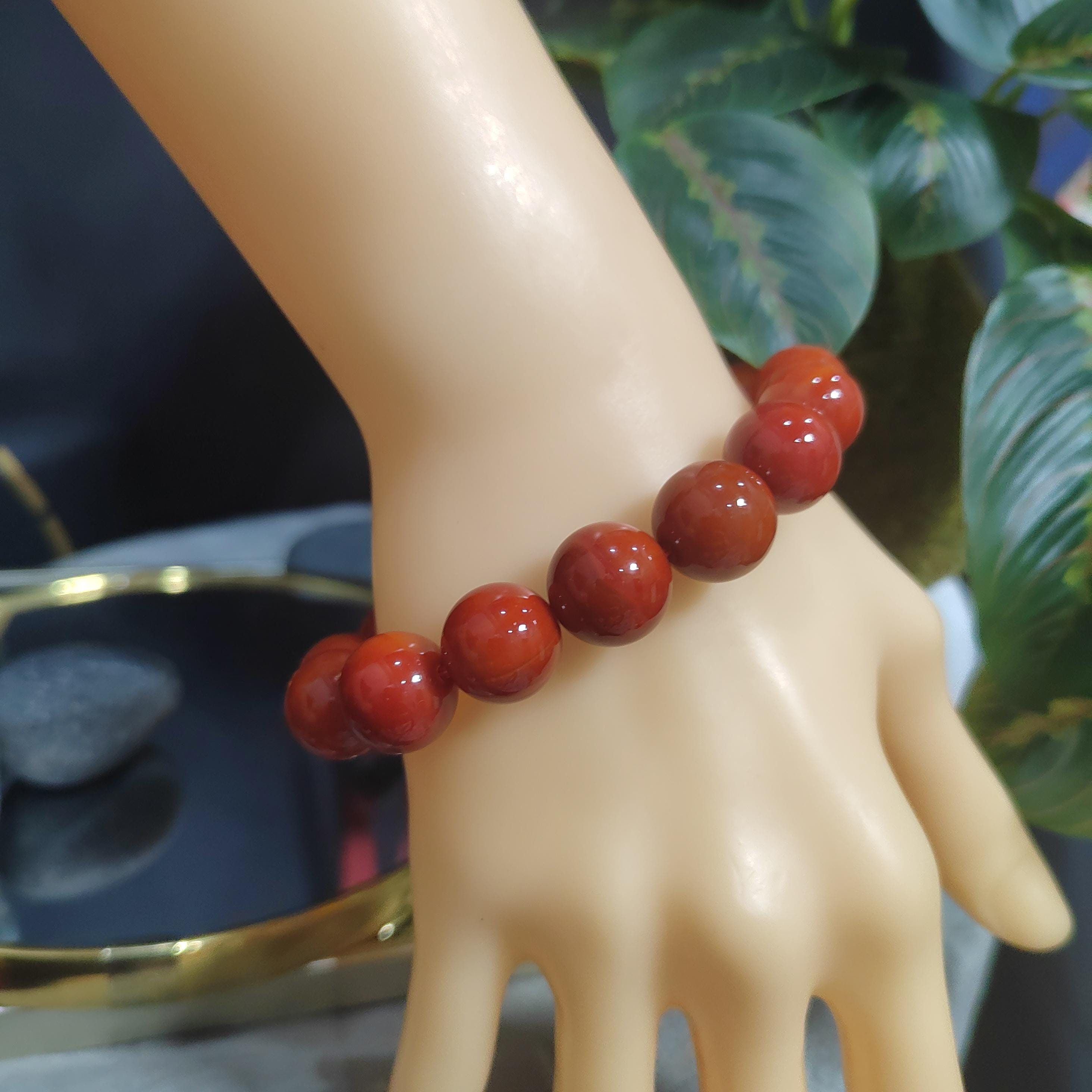 Certified A-Grade Natural Southern Sichuan Liangshan Waxi Nanhong Agate Chili Red Bead Bracelet 13.5-14mm SL400