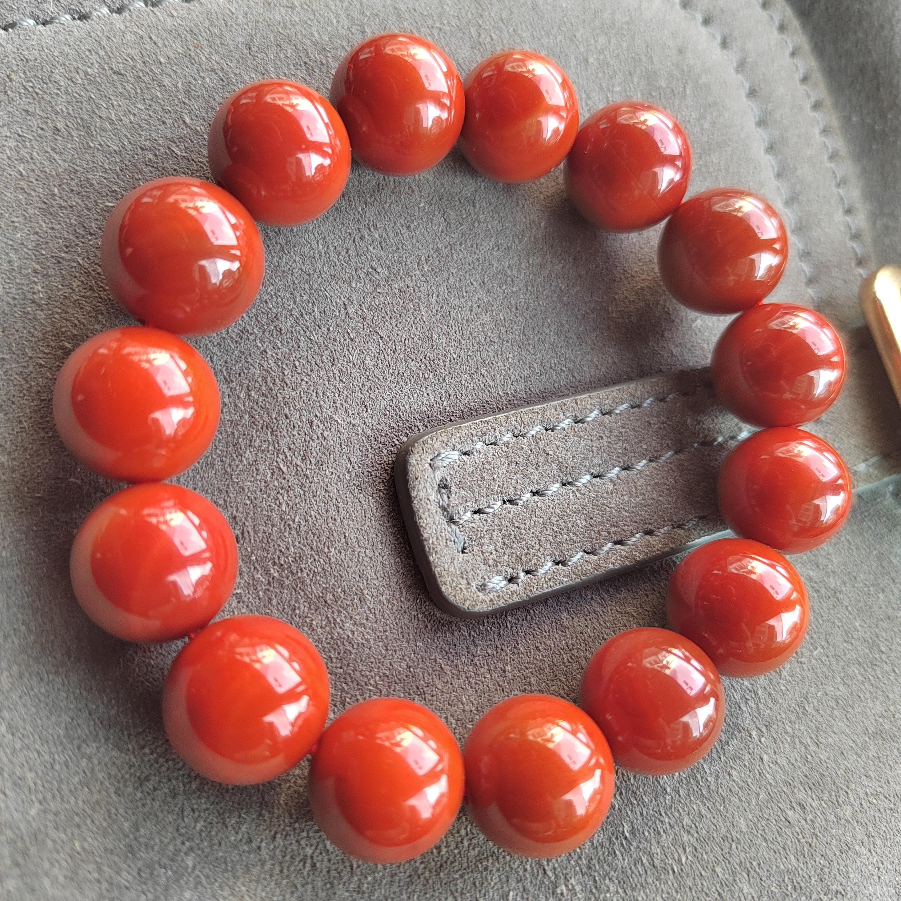 Certified A-Grade Natural Southern Sichuan Liangshan Waxi Nanhong Agate Chili Red Bead Bracelet 13.5-14mm SL400