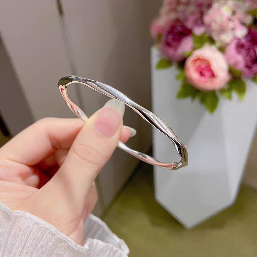 S9999 Silver Filled Vermeil Twist Wave Cuff Bangle | Elegant Design | Perfect Gift | SL339