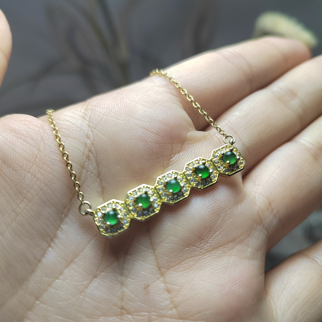 Five Beautiful Burmese Green Little Light Bump Natural Untreated A Grade Jadeite Pendant Necklaces SL069 - SL Precious