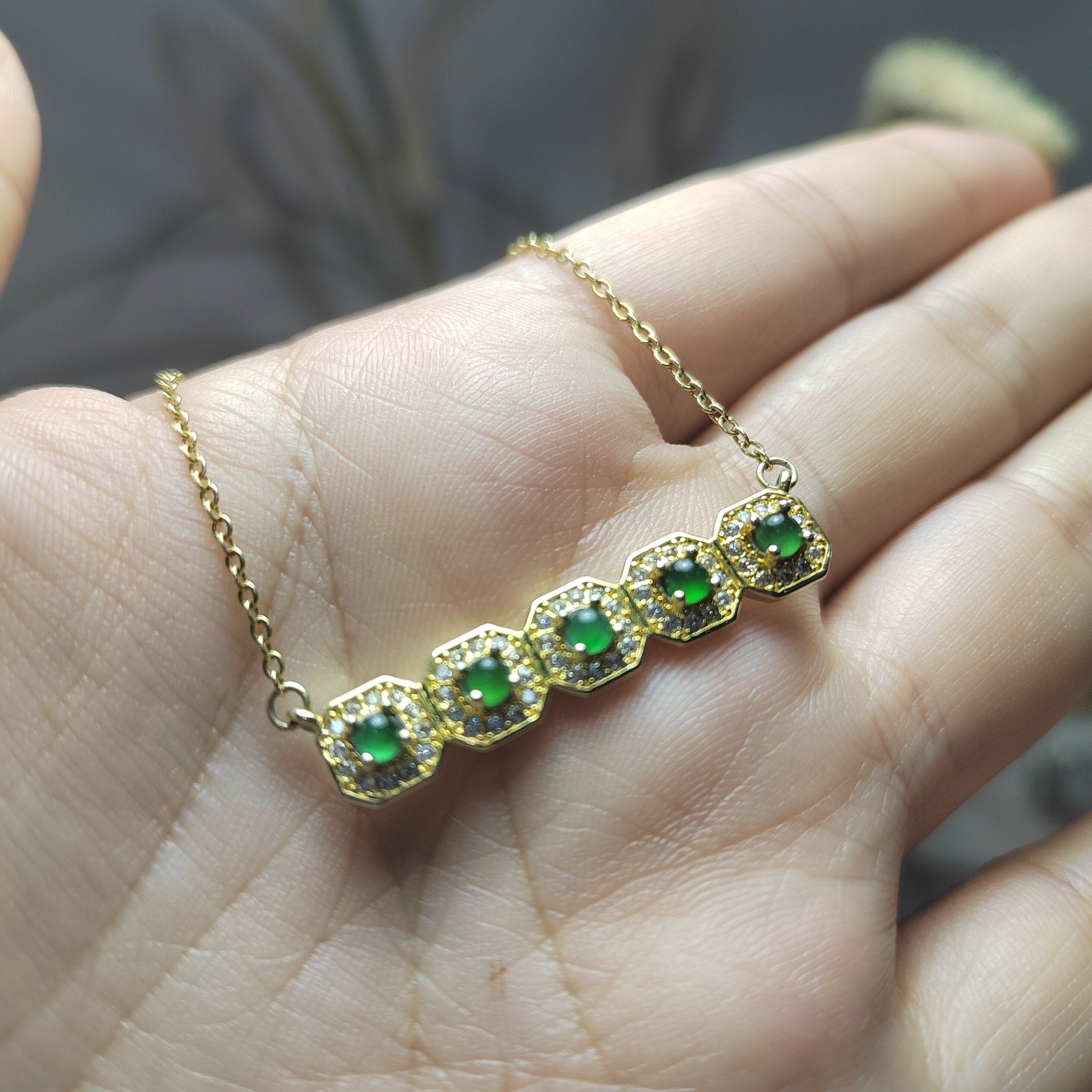 Five Beautiful Burmese Green Little Light Bump Natural Untreated A Grade Jadeite Pendant Necklaces SL069 - SL Precious
