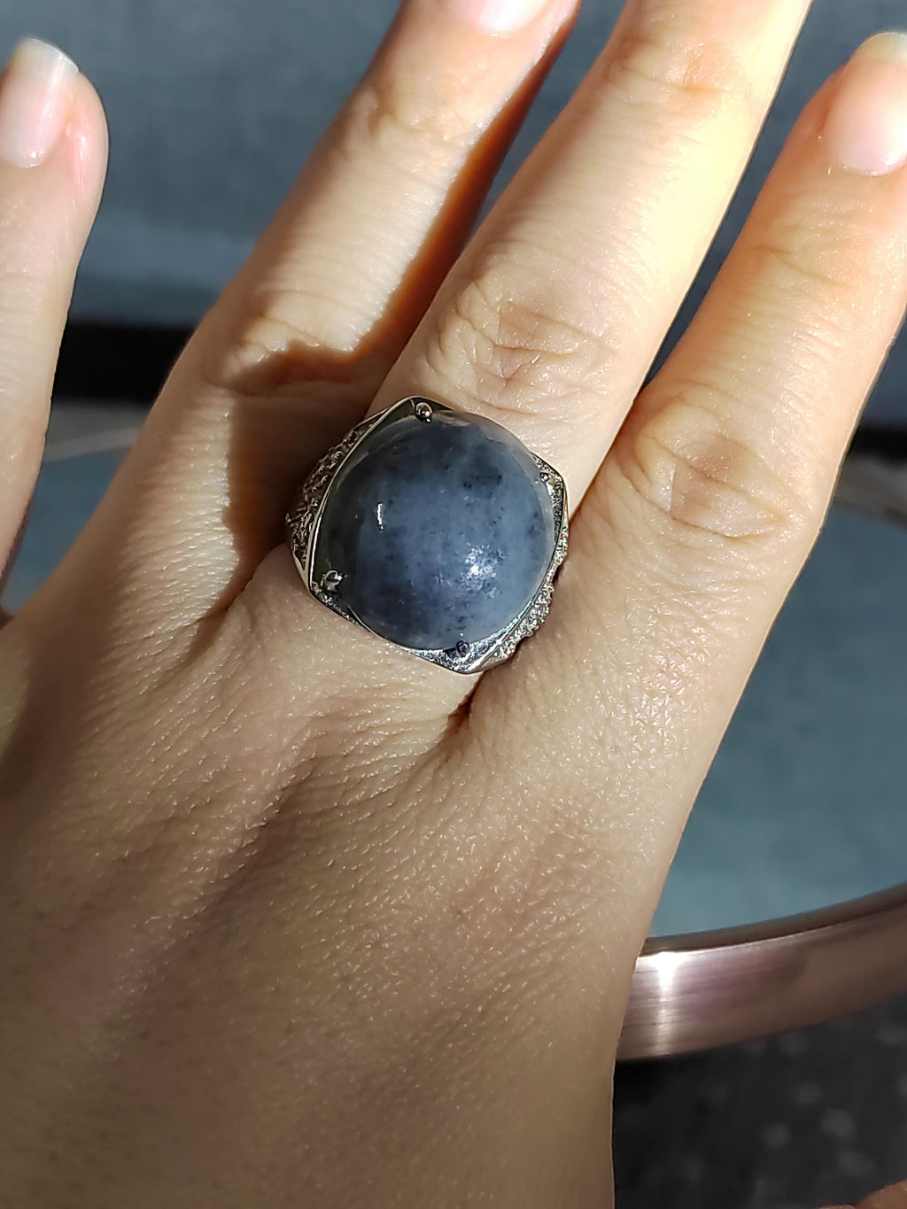 Certified A-Grade Natural Untreated Large Man Ring Burmese Black Wuji Jadeite 天然缅科鸟鸡翡翠 SL103B - SL Precious