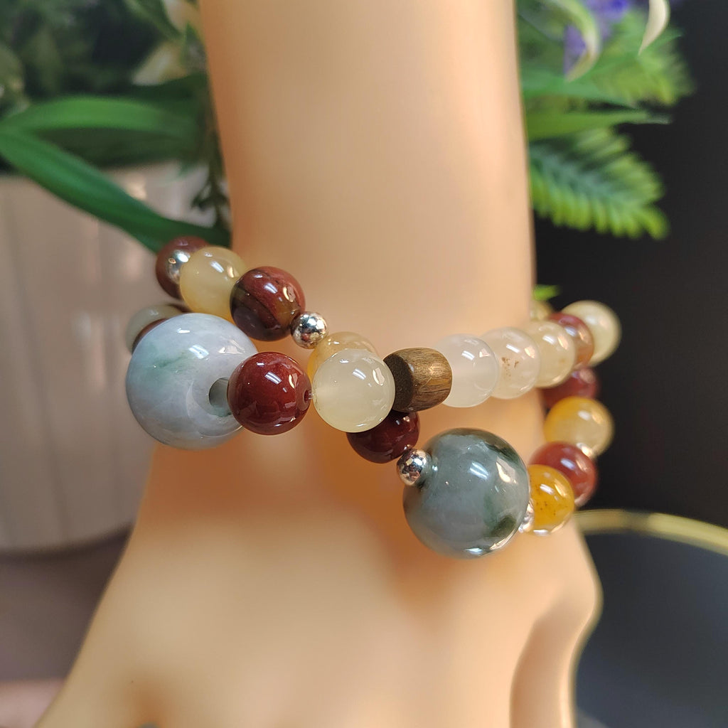 Handmade Natural Untreated HuangLong Jade| Burmese Jadeite| S999 Silver Bead Bracelet SL345B SL345W - SL Precious