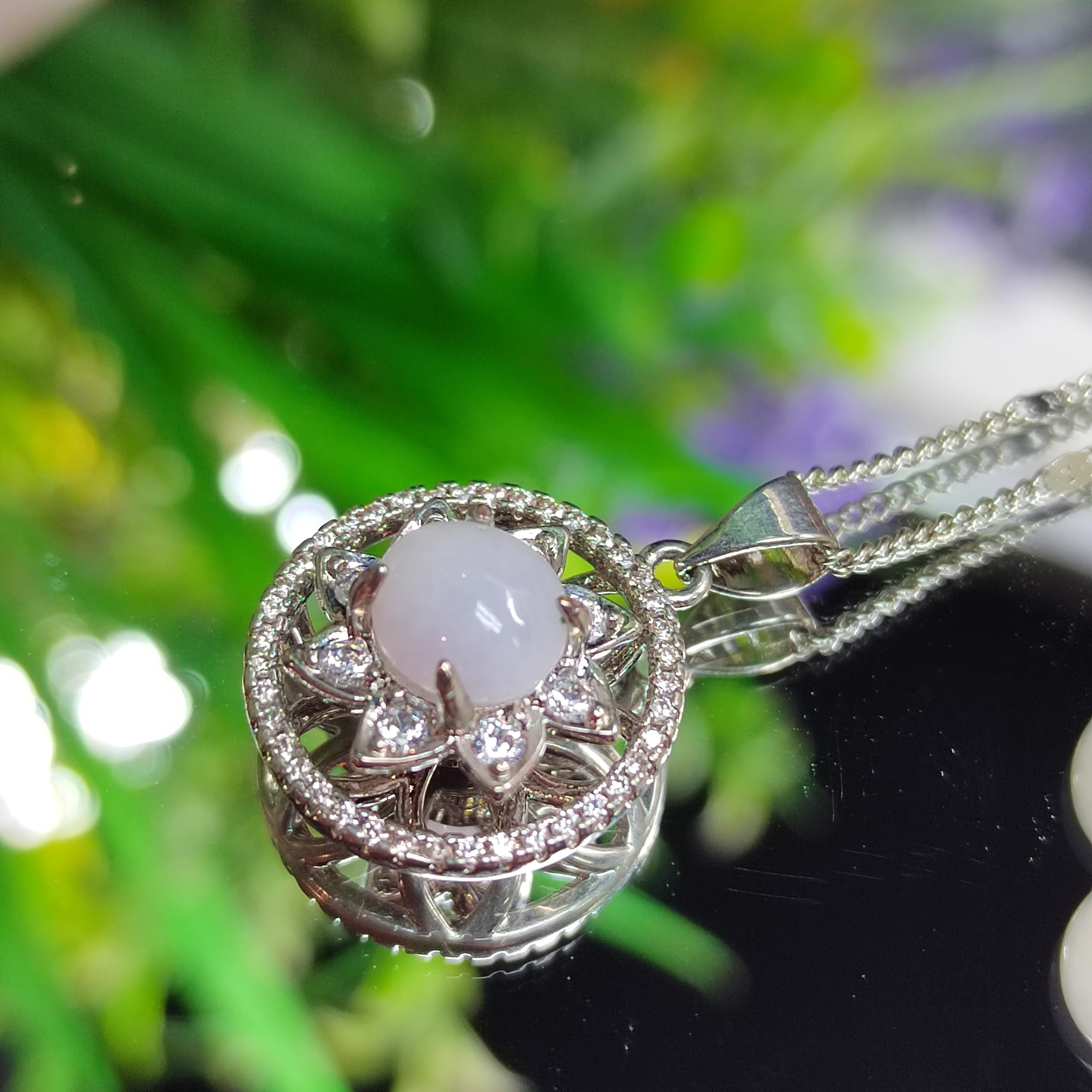 Lucky Spin Purple Natural Burmese Untreated Zirconia Stone Jadeite Pendant SL072 - SL Precious