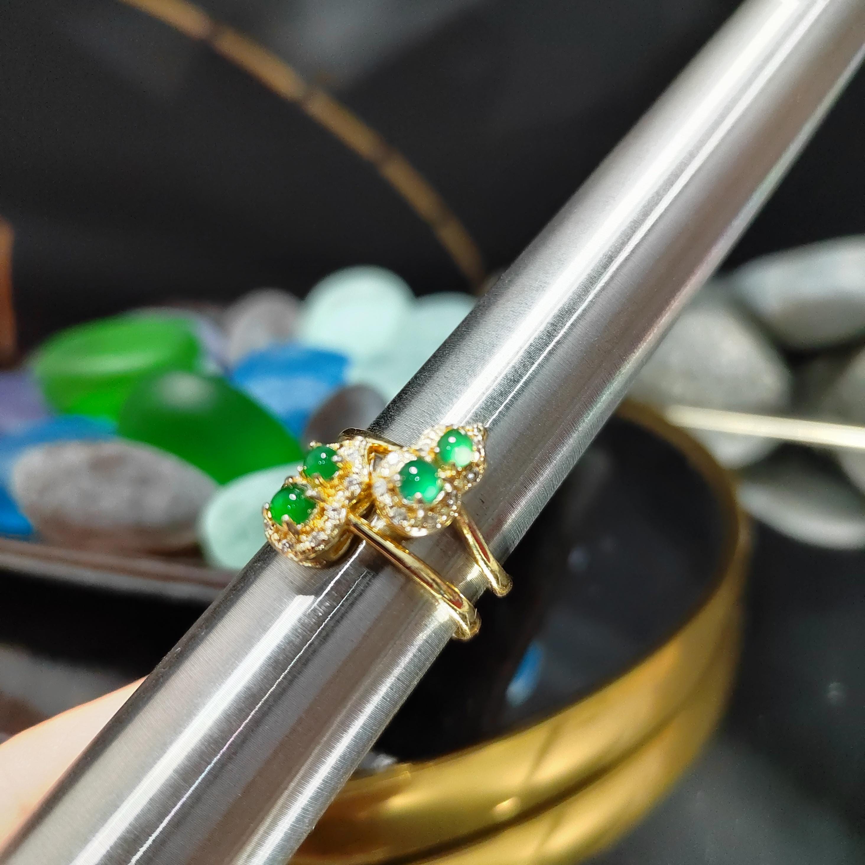 Certified Natural Guatemala Green Blue Wulu Jadeite Minimalist Ring 18k Plated on S925 Sterling Silver SL376 - SL Precious