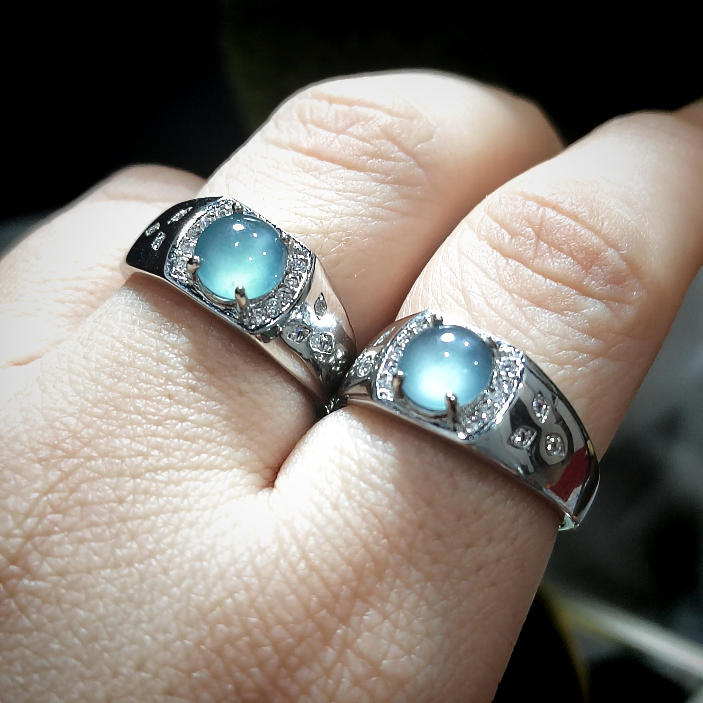 Certified Natural Untreated Blue Icy Guatemala Jadeite Unisex Ring | 925 Sterling Silver with Zirconia | Simple Design SL097 - SL Precious