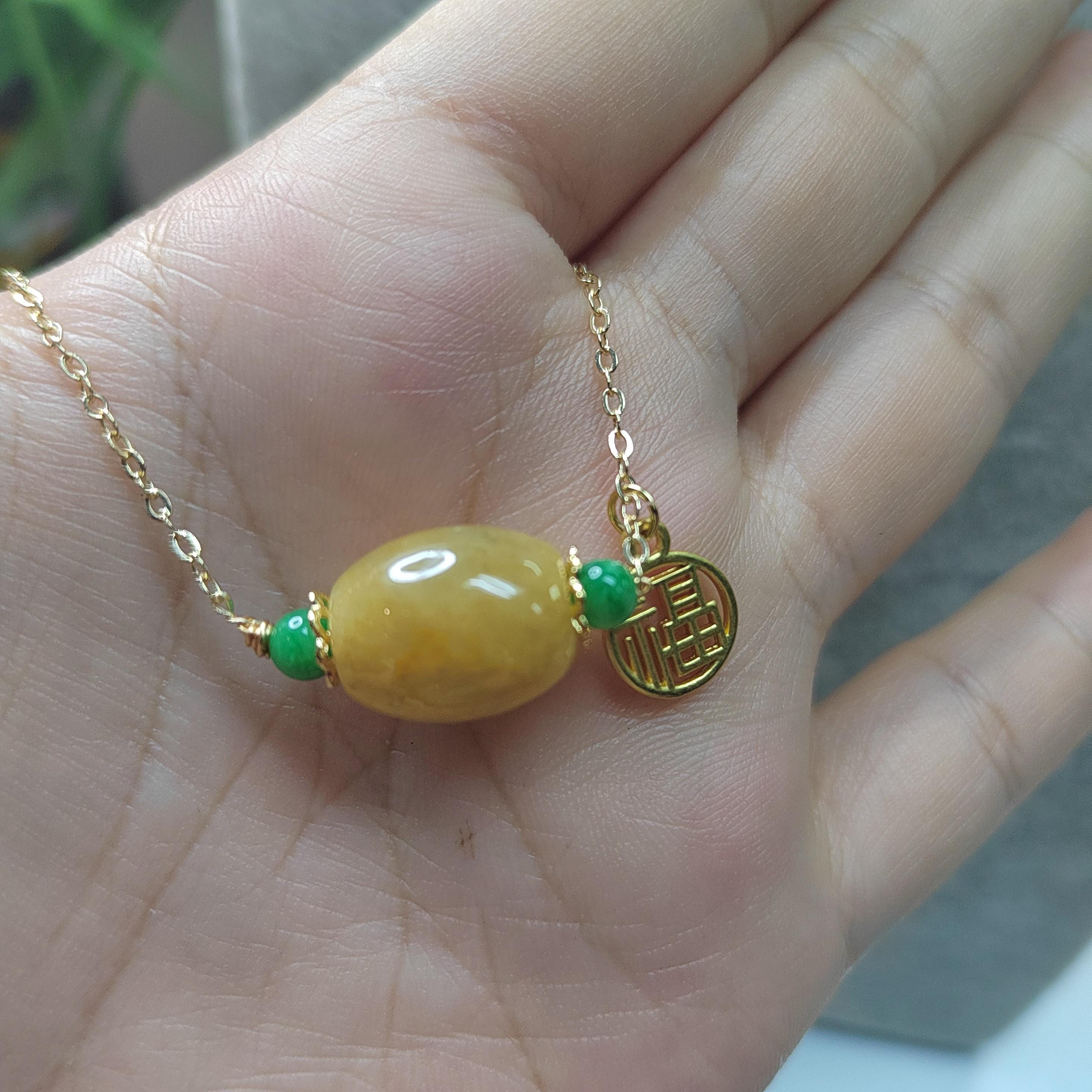 Certified Natural Untreated Burmese Icy Yellow Barrel Pendant Bead With 14k Gold Fill Necklace Jadeite SL366