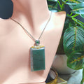 Elegant Guatemala Gemstone Pendant with Icy Snow Flower Blue/Green Jadeite - Unisex 18k Gold Plated Design SL119 SL Precious