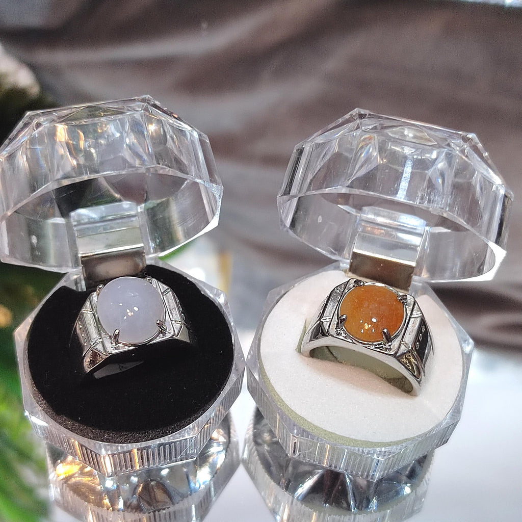 Large Luxury Certified Burmese Natural Gemstone Untreated Man Ring White Icy/ Natural Sugar Cane Yellow Jadeite For Him SL165 SL166 - SL Precious