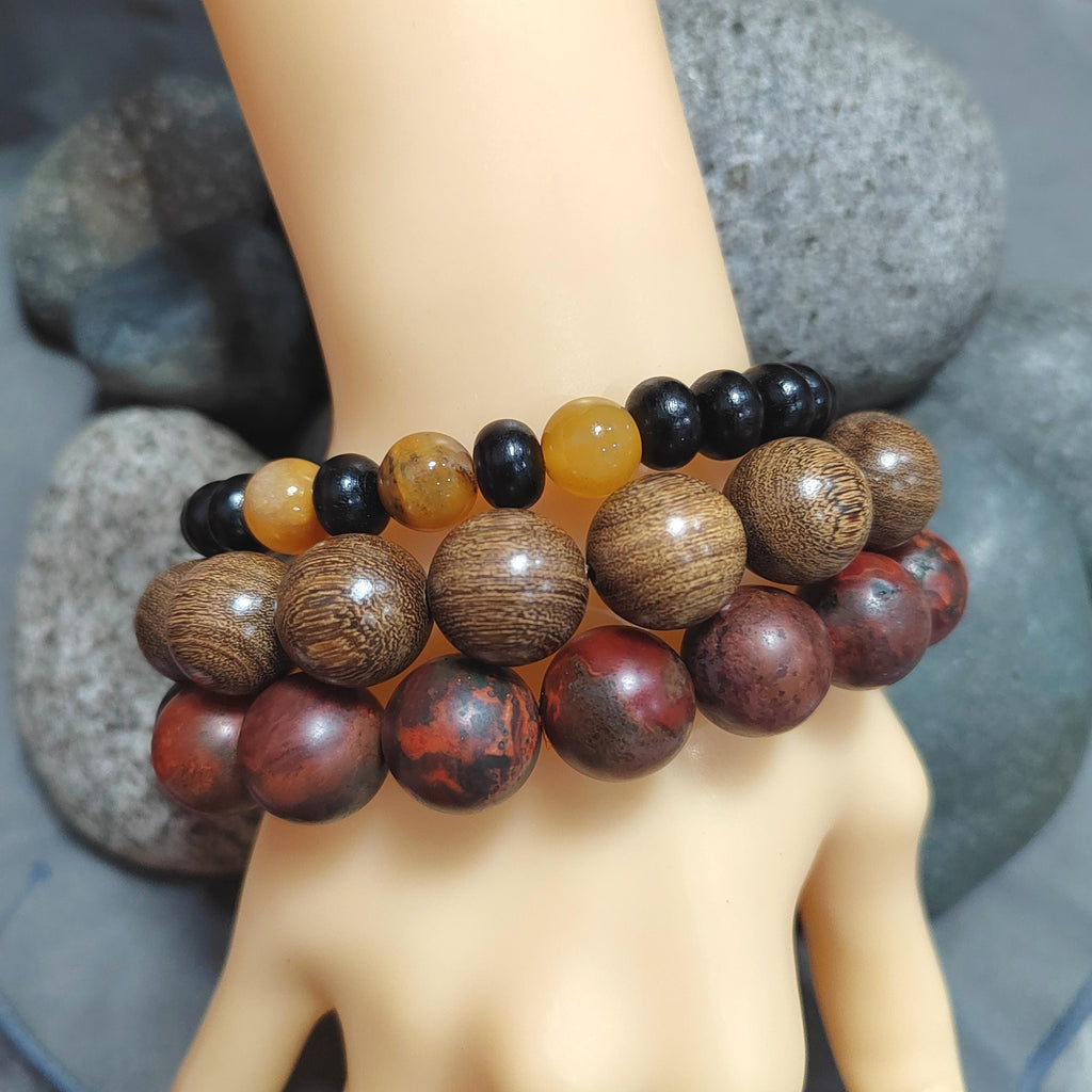 Certified A-Grade Natural Southern Sichuan Liangshan Waxi Deep Red|Black Raw Skin Nanhong Agate Beads Bracelet 15mm SL387