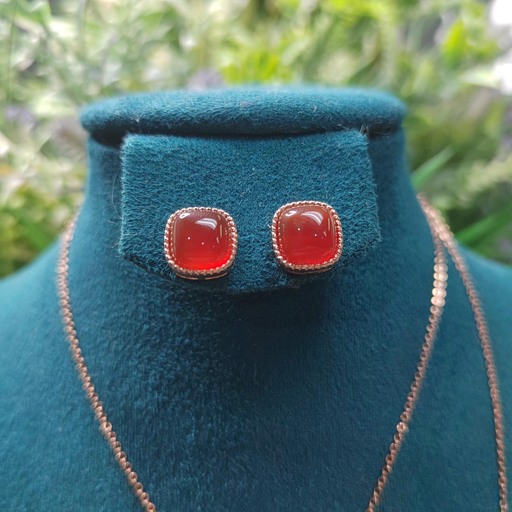 Certified A-Grade Natural Baoshan Nanhong Icy Red Agate Earrings & Large Pendant Set | Top-Quality Southern Red Agate Jewelry SL359