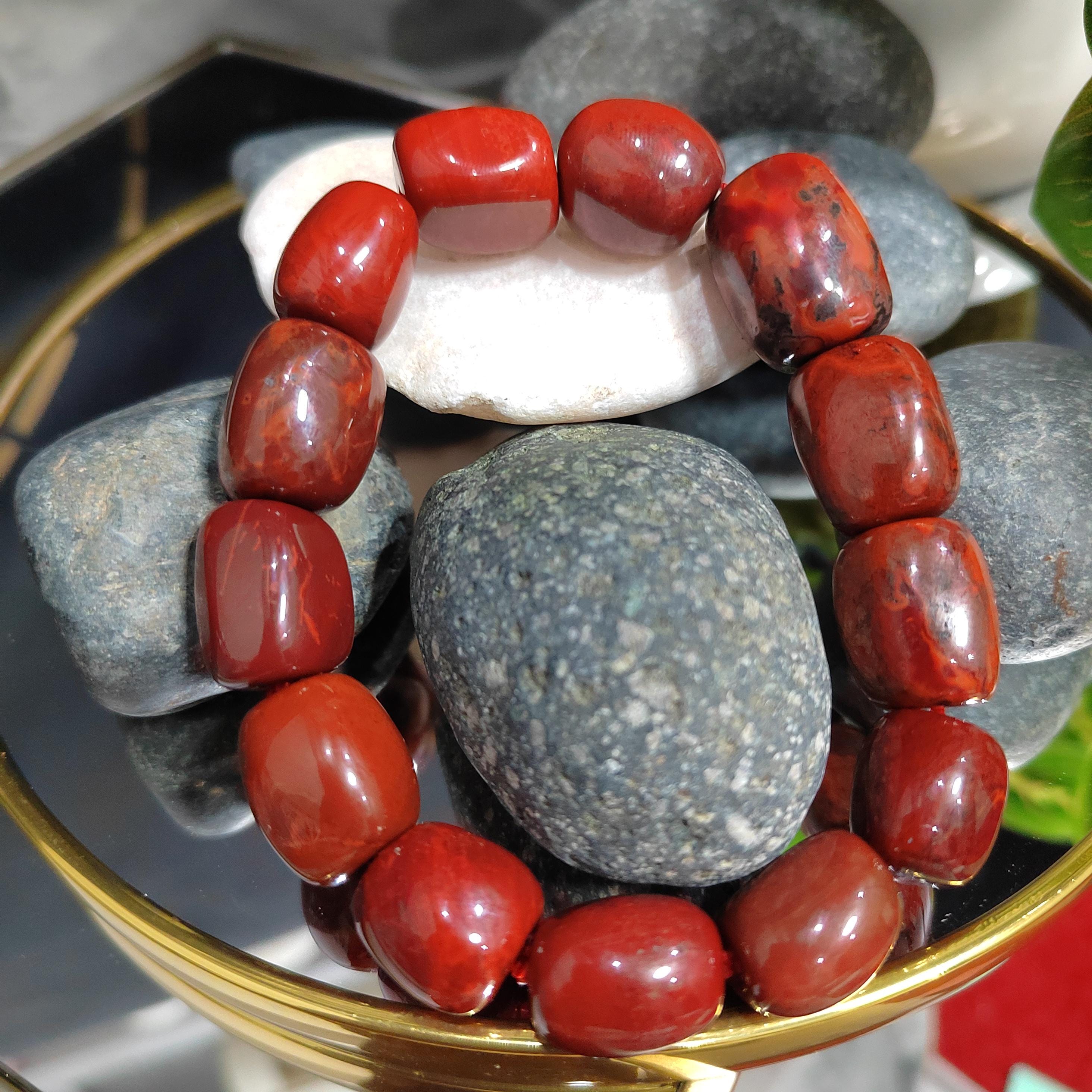 Certified A-Grade Natural Southern Sichuan Liangshan Waxi Ox Blood Large Uneven Cut Beads Bracelet SL381