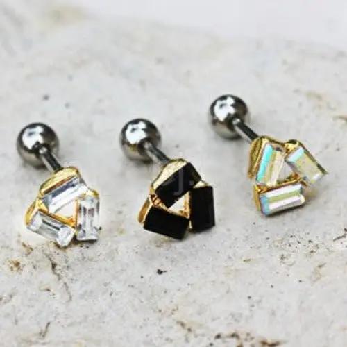 316L Stainless Steel Art of Brilliance Art Deco Cartilage Earring-0