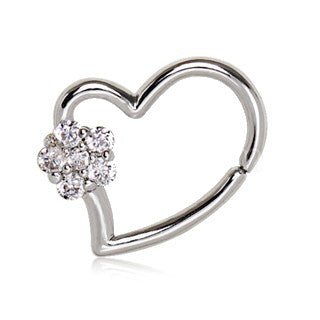 316L Stainless Steel Heart Cartilage Earring with Flower-1