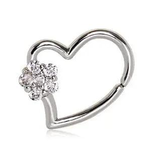316L Stainless Steel Heart Cartilage Earring with Flower-1