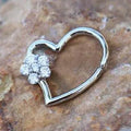 316L Stainless Steel Heart Cartilage Earring with Flower-0