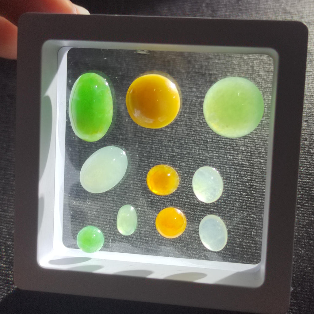 Natural Untreated 10pcs Set Burmese Multicolour Cabochons Jadeite SL405 - SL Precious