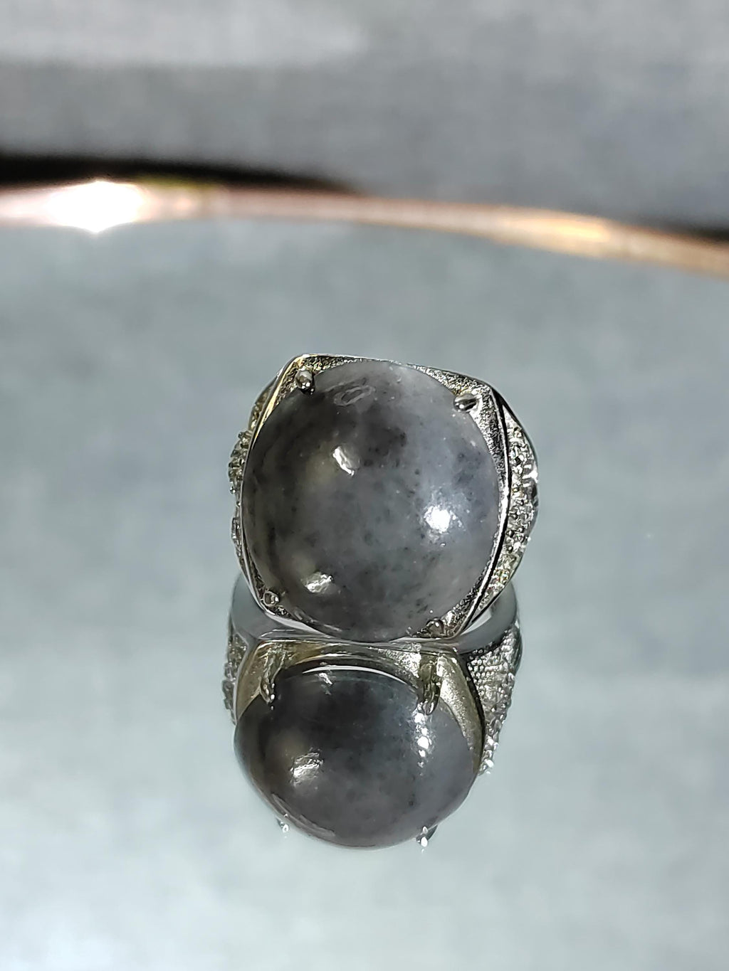 Certified A-Grade Natural Untreated Large Man Ring Burmese Black Wuji Jadeite 天然缅科鸟鸡翡翠 SL103B - SL Precious