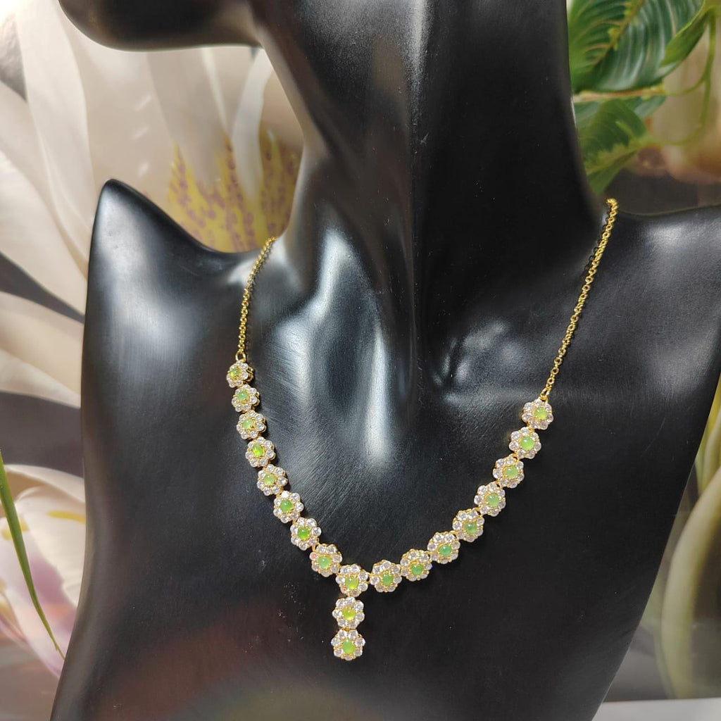 Elegant 19pcs Icy Apple Green Burmese Jadeite Necklace, 18K Gold Plated S925 Silver with Zirconia, Perfect Gemstone Gift SL014 - SL Precious