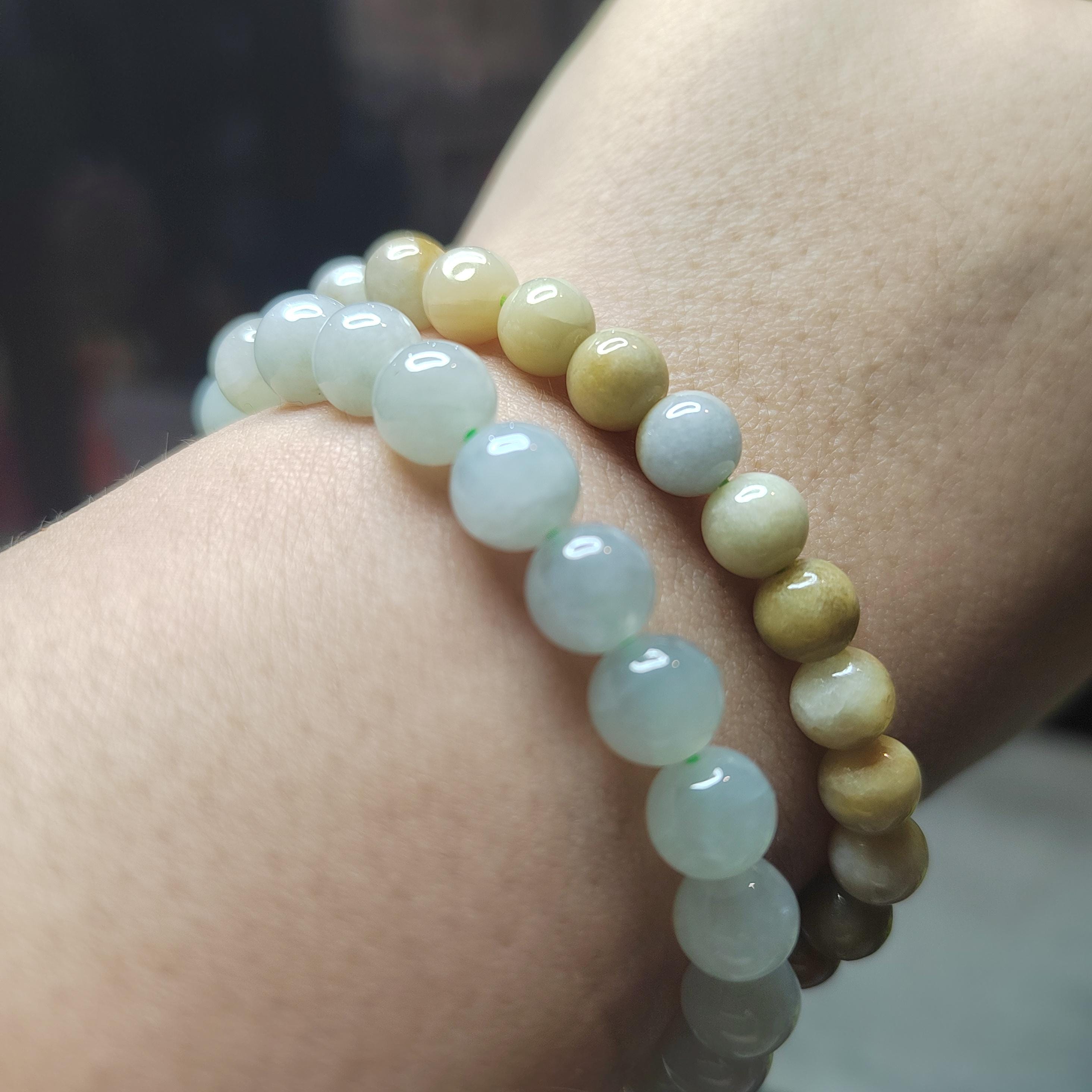 Burmese Jadeite Bracelet Set: Yellow & Icy Green, Untreated A-Grade