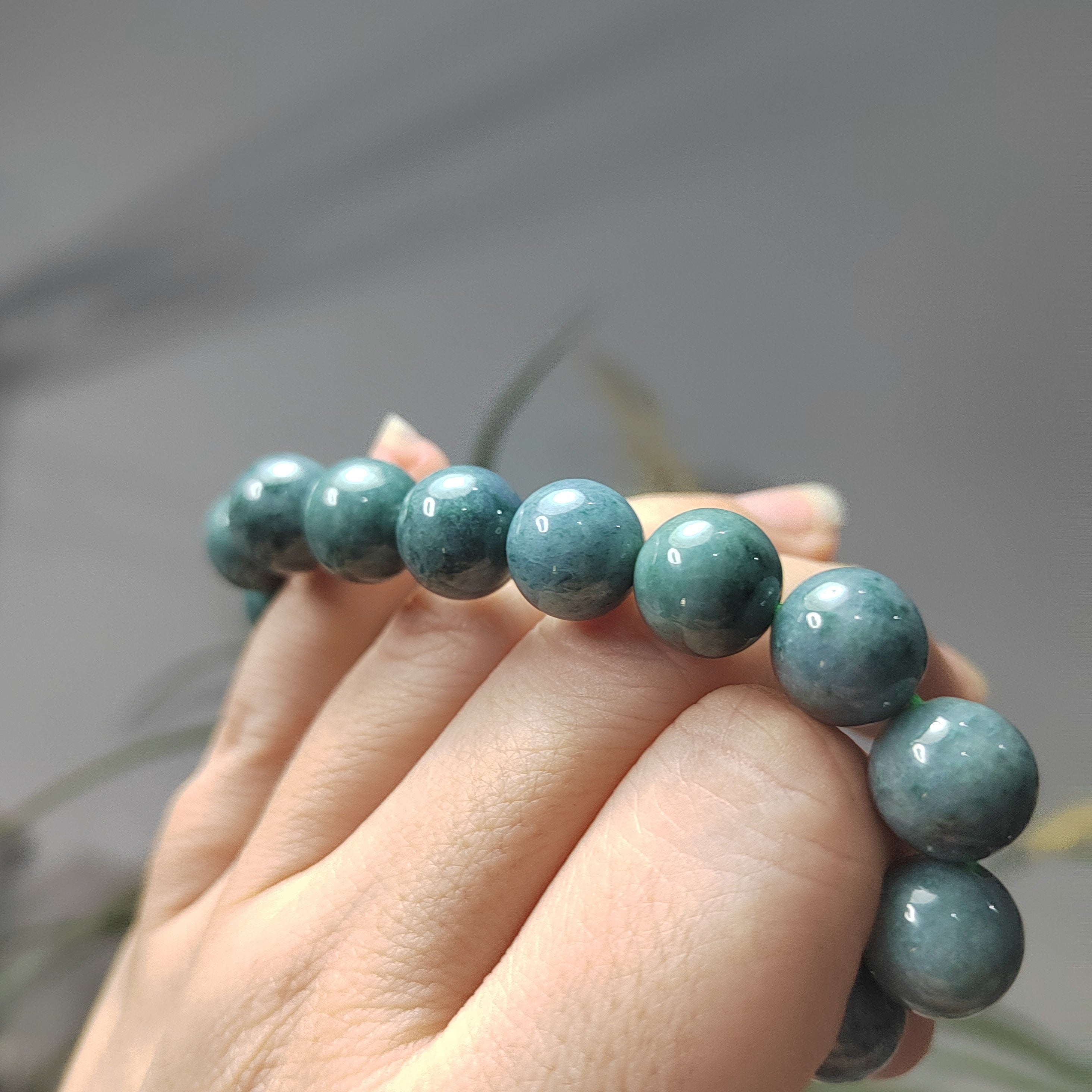 Certified Burmese Natural Blue Water Untreated Beautiful Blue Green Yellow 17pcs Beads Jadeite Bracelet 蓝水带黄翡 SL105
