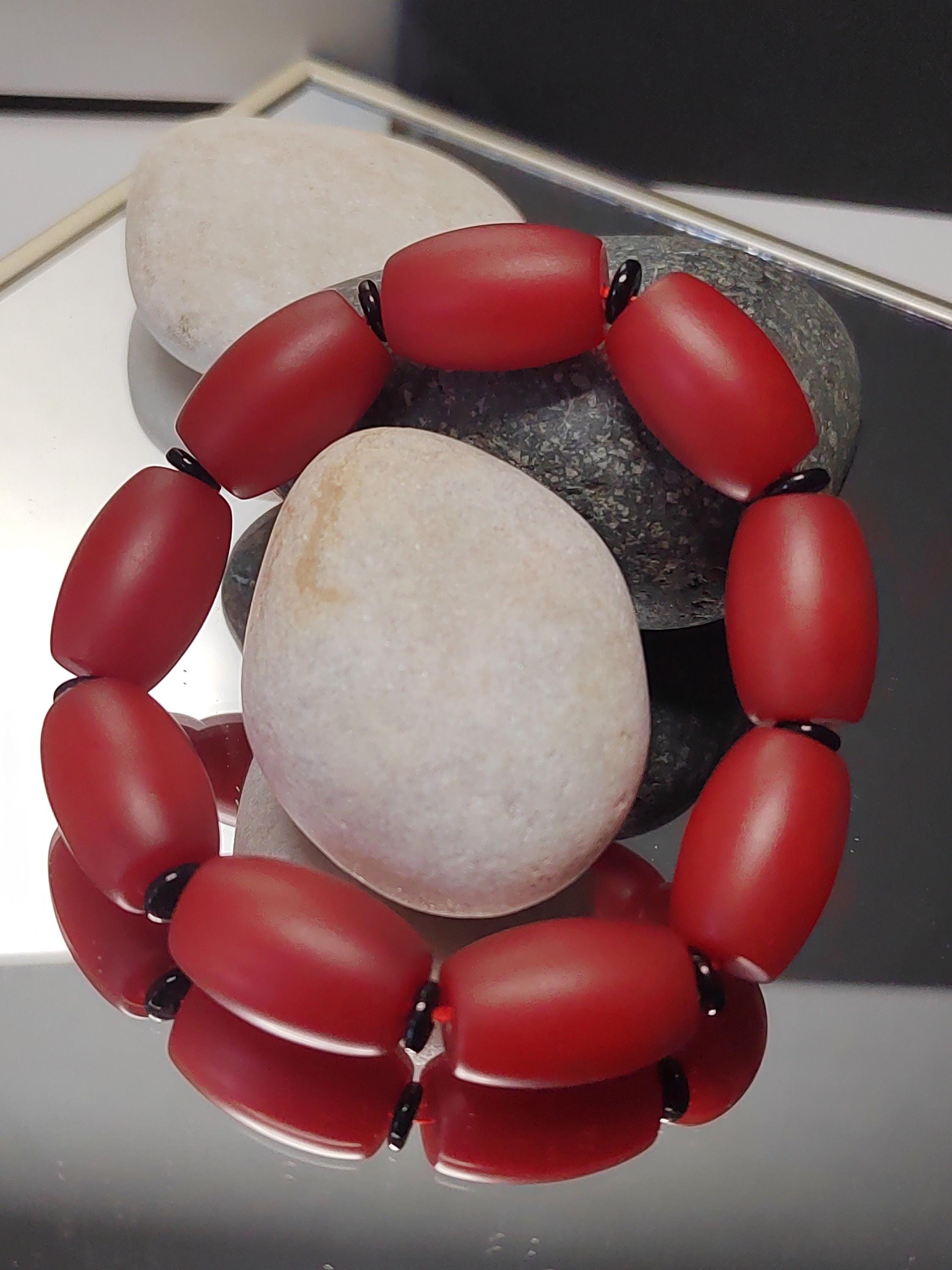 Certified A-Grade Natural Yunnan Baoshan Southern Red Nanhong Agate Cylinder Beads Bracelet SL270X29
