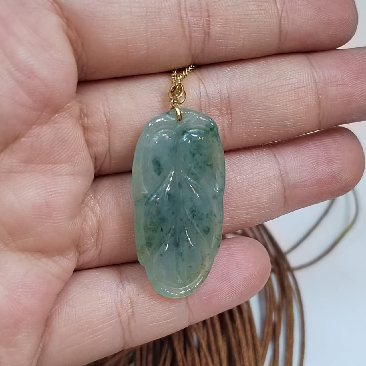 Certified A-Grade Gemstone Natural Green Yellow With Yellow Leaf Jadeite 18K Gold Setting For Her Gifts SL8019 - SL Precious