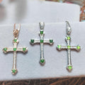 Natural Burmese Jadeite Apple Green, Imperial Green & Bright Green 925 18k White/Rose Gold Christian Cross Pendant/Chain Jewelry SL030 - SL Precious
