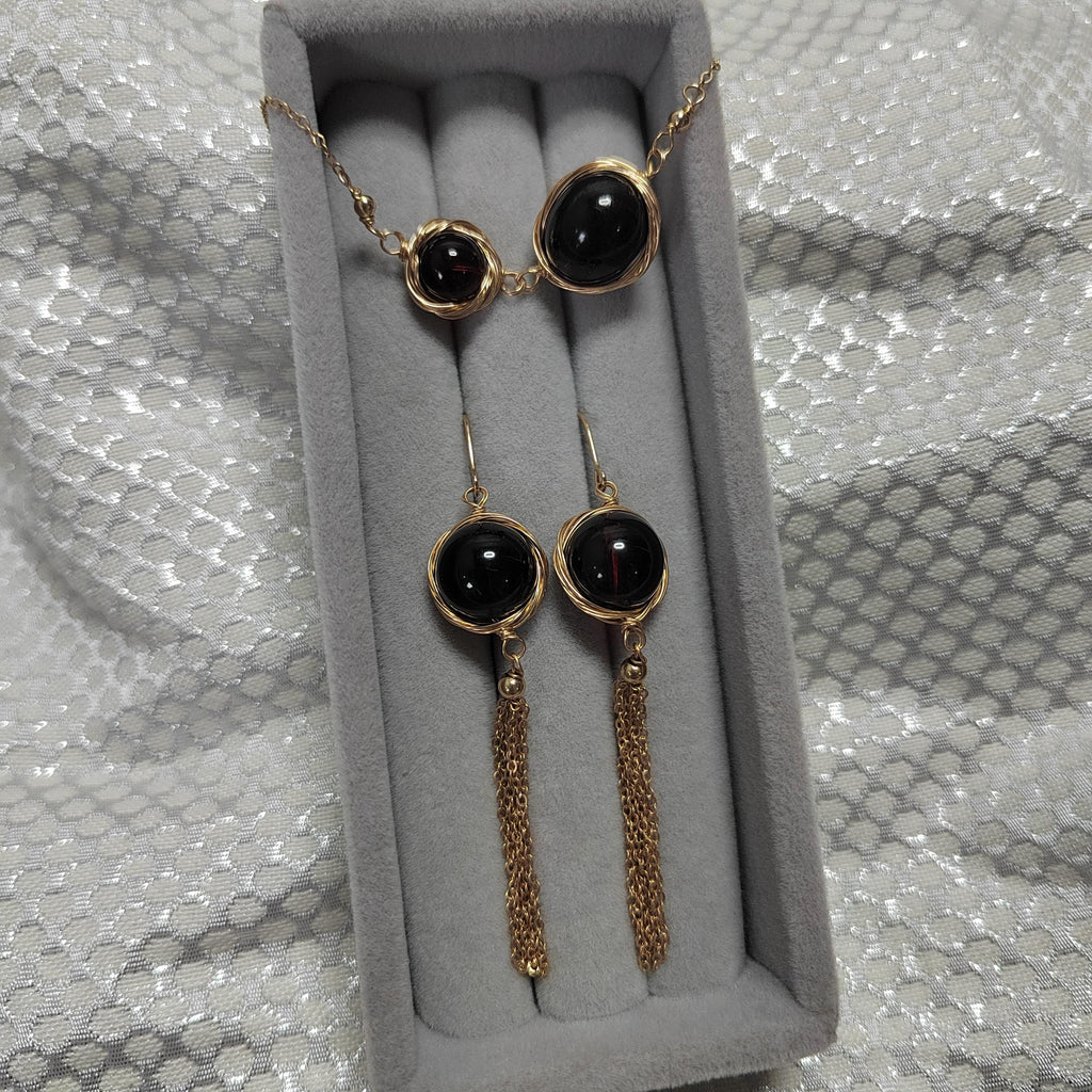 Unique Burmese Red Blood Amber Earring and Bracelet Set in 14K Gold Fill - Stunning Natural Beauty SL112 - SL Precious