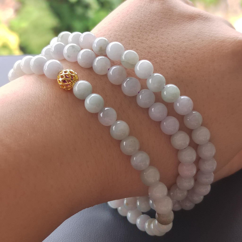 Certified Elegant A-Grade Natural Untreated Burmese Purple Icy Jadeite Bead Bracelet - Minimalist Design SL336 - SL Precious