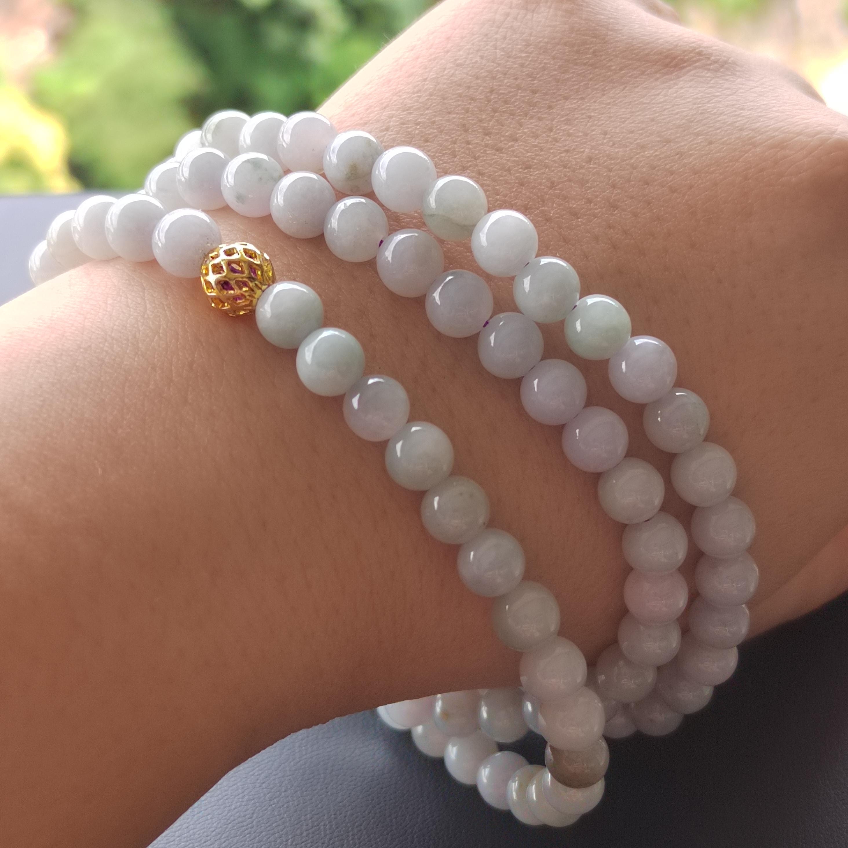 Certified Elegant A-Grade Natural Untreated Burmese Purple Icy Jadeite Bead Bracelet - Minimalist Design SL336 - SL Precious