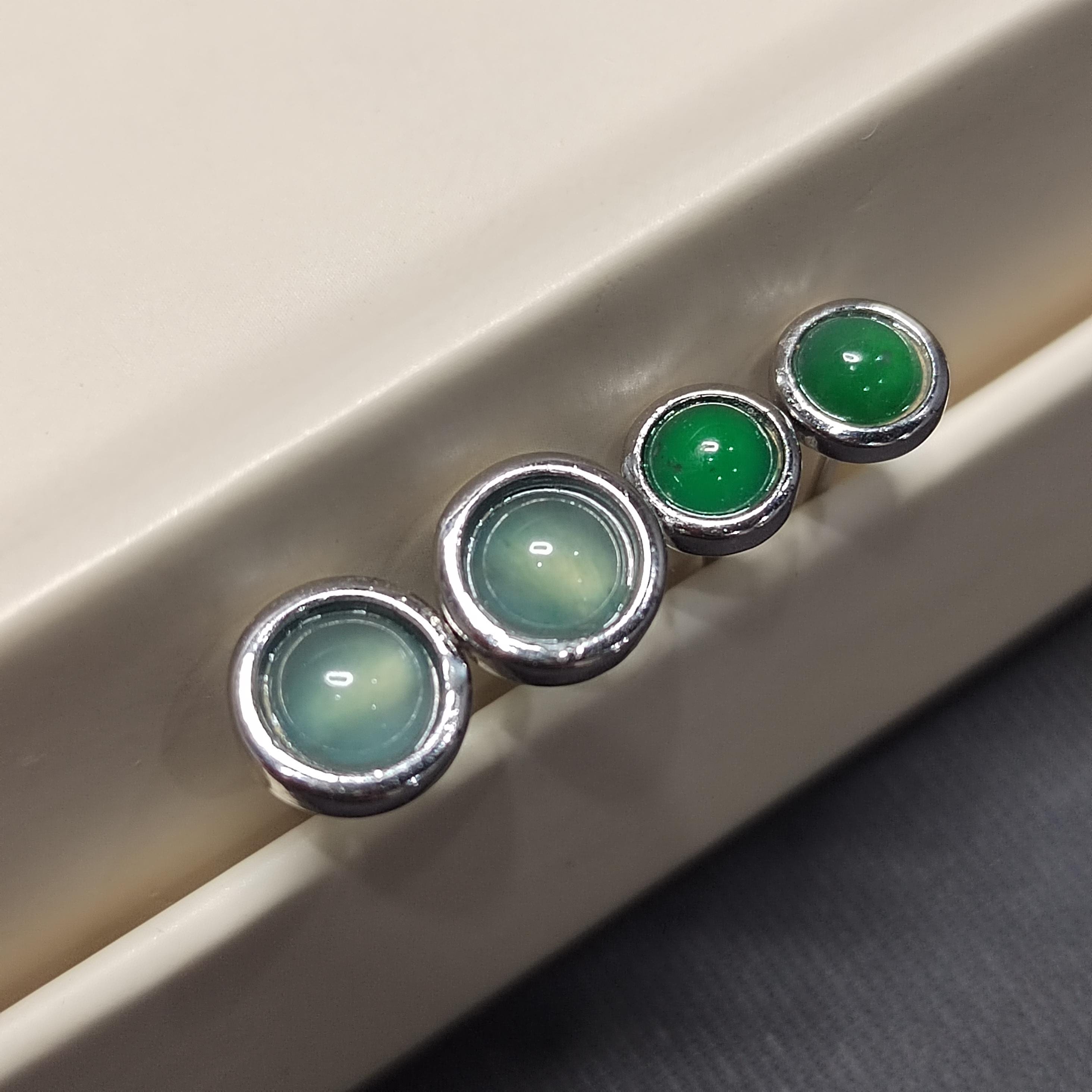 Certified A-Grade Natural Guatemala Imperial Green| Icy Blue Minimalist Round Jadeite S925 Silver Earring SL258X17Green SL258X18 Blue