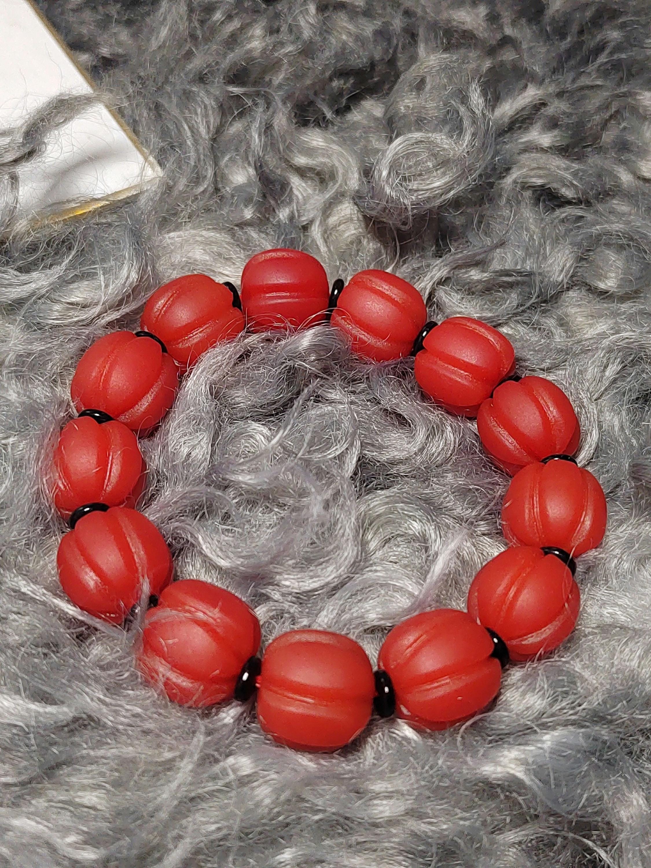 Certified Natural Untreated Baoshan Nanhong Pumpkin Bead Bracelet, Southern Red Agate, Rare Collector’s Gemstone Jewelry – SL169X28